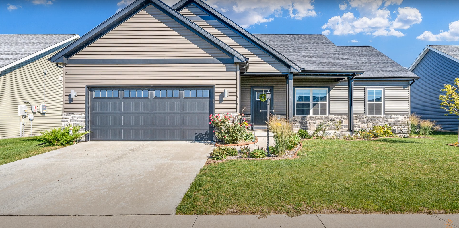 Sleek black garage door residential installation